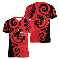 New Zealand Matariki Women V-Neck T-Shirt Maori New Year Koru Pattern