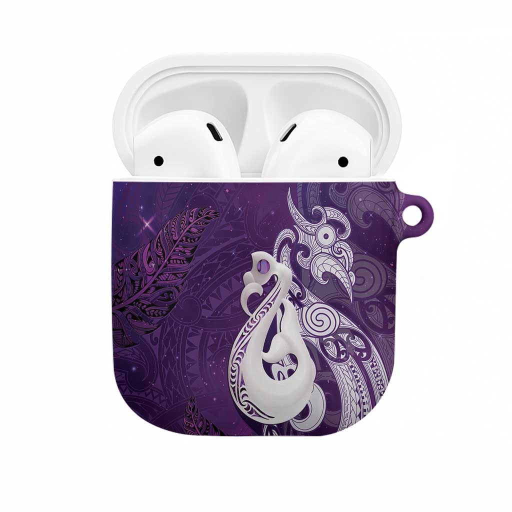 New Zealand Matariki AirPods Case Maori Manaia Galaxy Silver Fern Purple Color LT22 Purple - Polynesian Pride