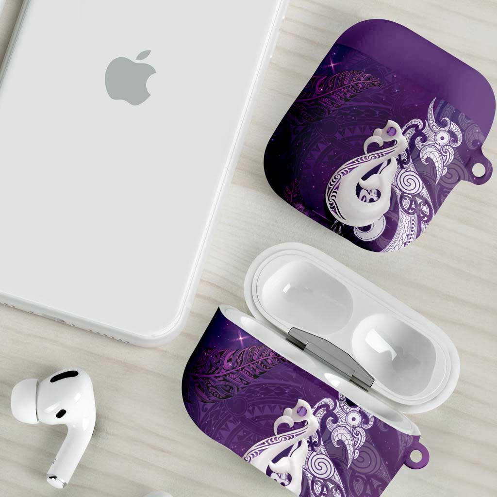 New Zealand Matariki AirPods Case Maori Manaia Galaxy Silver Fern Purple Color LT22 - Polynesian Pride