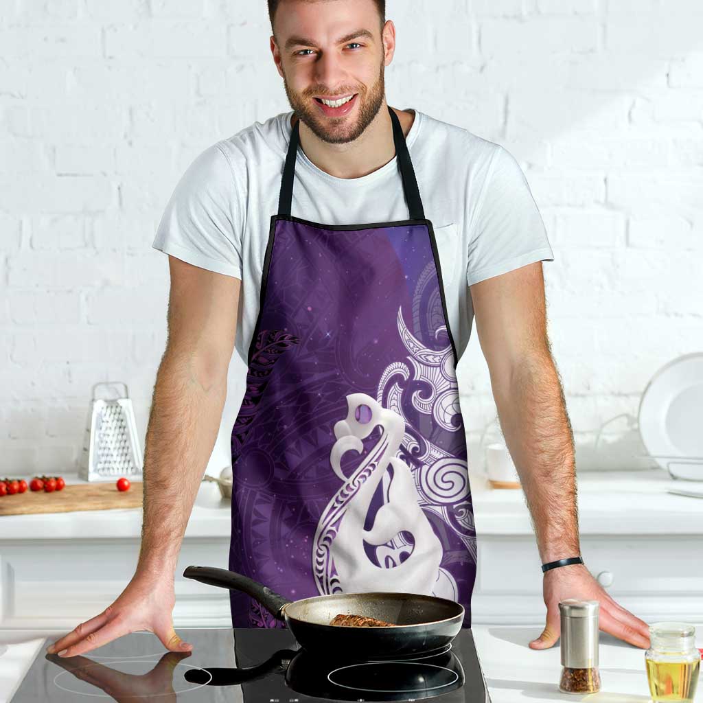 New Zealand Matariki Apron Maori Manaia Galaxy Silver Fern Purple Color LT22 - Polynesian Pride