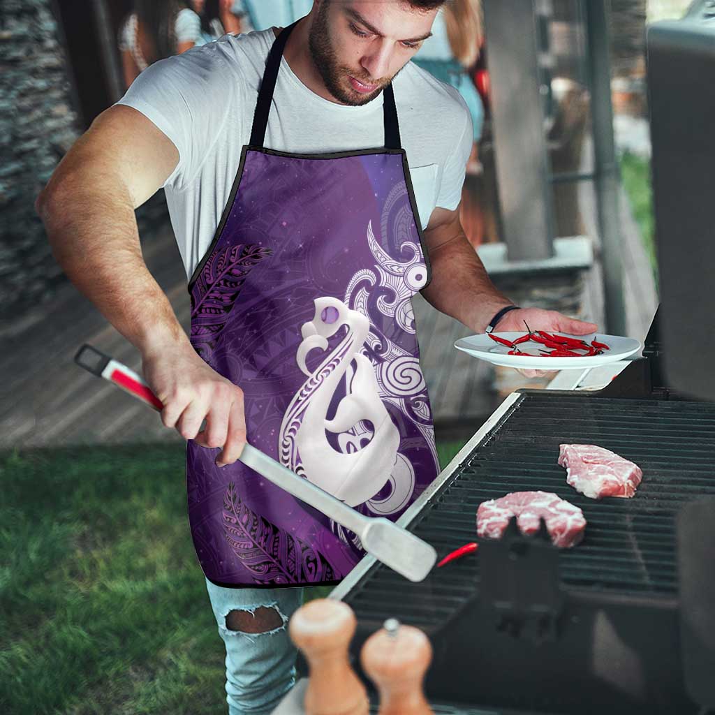 New Zealand Matariki Apron Maori Manaia Galaxy Silver Fern Purple Color LT22 - Polynesian Pride