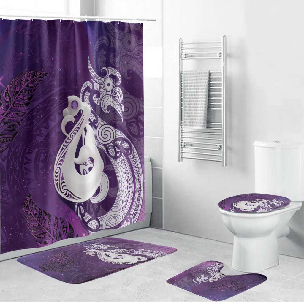 New Zealand Matariki Bathroom Set Maori Manaia Galaxy Silver Fern Purple Color LT22 Bathroom Set (4 pcs) Purple - Polynesian Pride