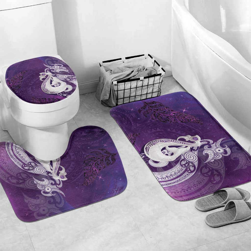 New Zealand Matariki Bathroom Set Maori Manaia Galaxy Silver Fern Purple Color LT22 Mat Set Only (3 pcs) One Size Purple - Polynesian Pride