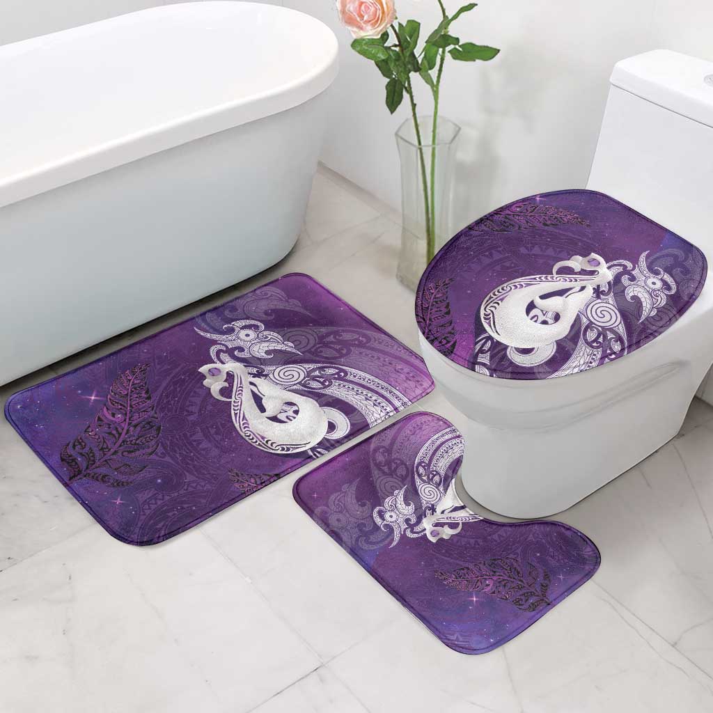 New Zealand Matariki Bathroom Set Maori Manaia Galaxy Silver Fern Purple Color LT22 - Polynesian Pride