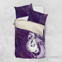 New Zealand Matariki Bedding Set Maori Manaia Galaxy Silver Fern Purple Color LT22 US Twin 172cm x 218cm Purple - Polynesian Pride