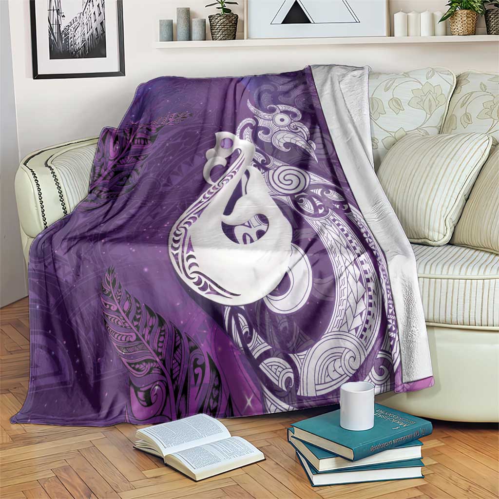 New Zealand Matariki Blanket Maori Manaia Galaxy Silver Fern Purple Color LT22 Purple - Polynesian Pride