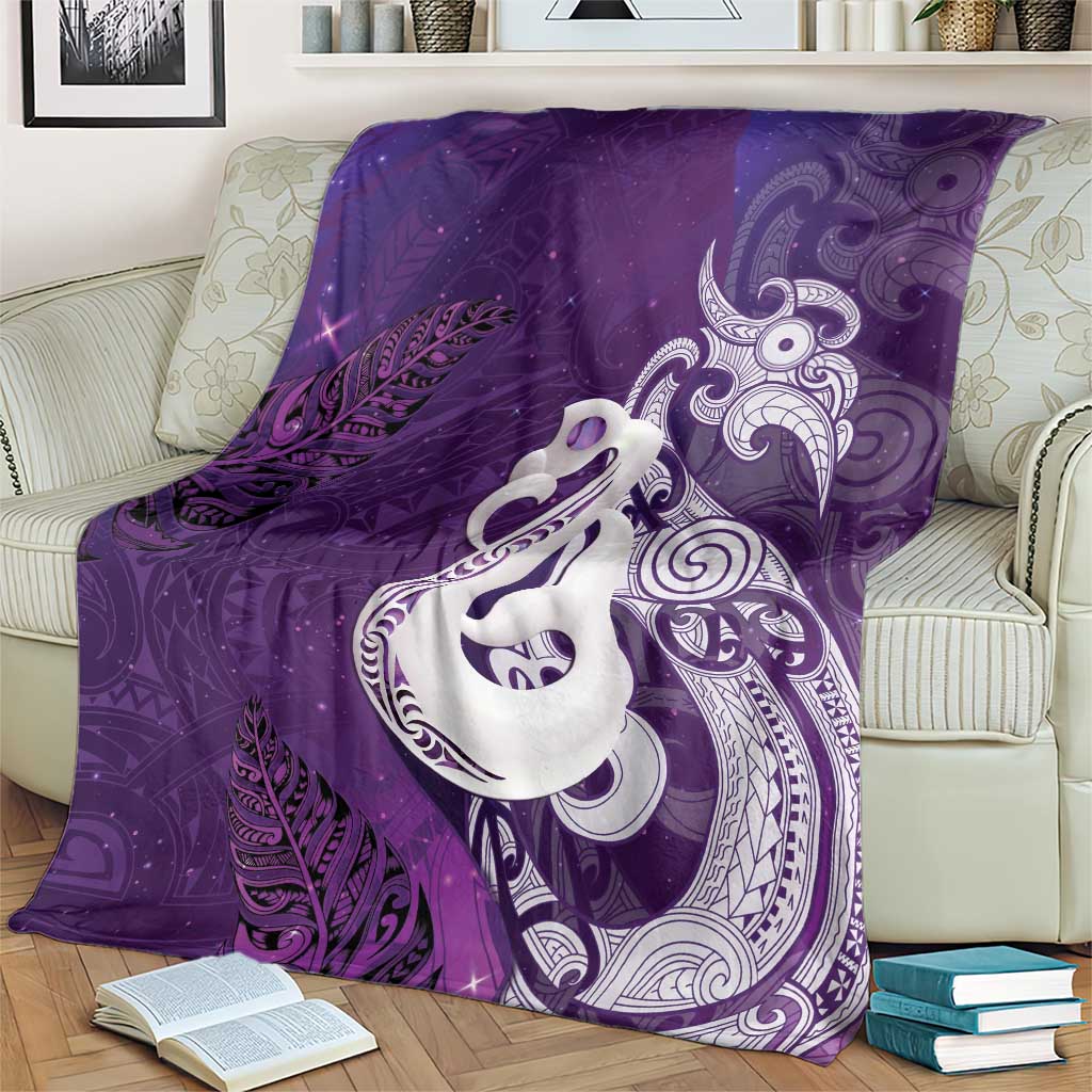 New Zealand Matariki Blanket Maori Manaia Galaxy Silver Fern Purple Color LT22 - Polynesian Pride