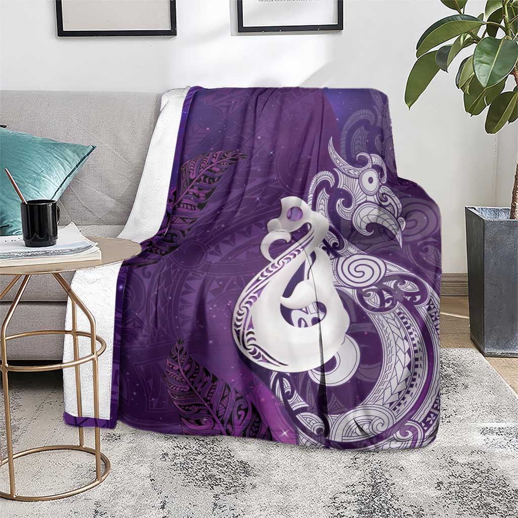 New Zealand Matariki Blanket Maori Manaia Galaxy Silver Fern Purple Color LT22 - Polynesian Pride