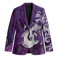 New Zealand Matariki Blazer Maori Manaia Galaxy Silver Fern Purple Color LT22 Unisex Purple - Polynesian Pride