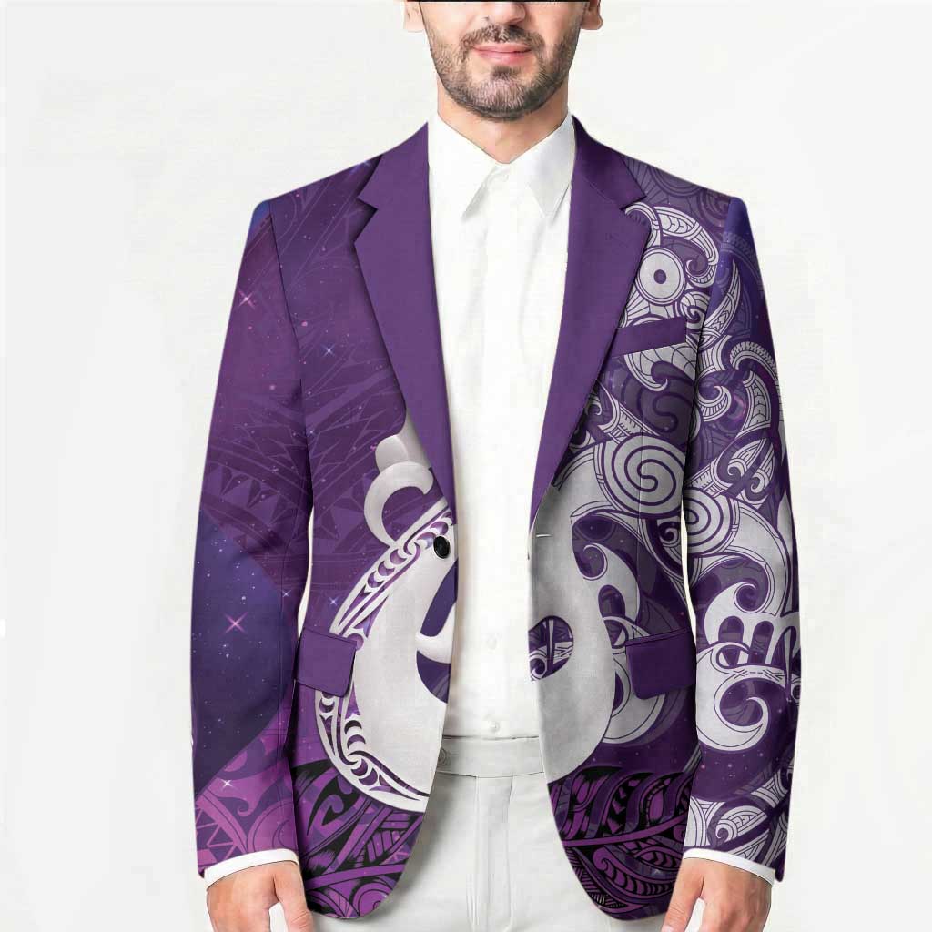 New Zealand Matariki Blazer Maori Manaia Galaxy Silver Fern Purple Color LT22 - Polynesian Pride