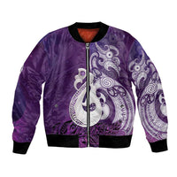 New Zealand Matariki Bomber Jacket Maori Manaia Galaxy Silver Fern Purple Color LT22 Unisex Purple - Polynesian Pride