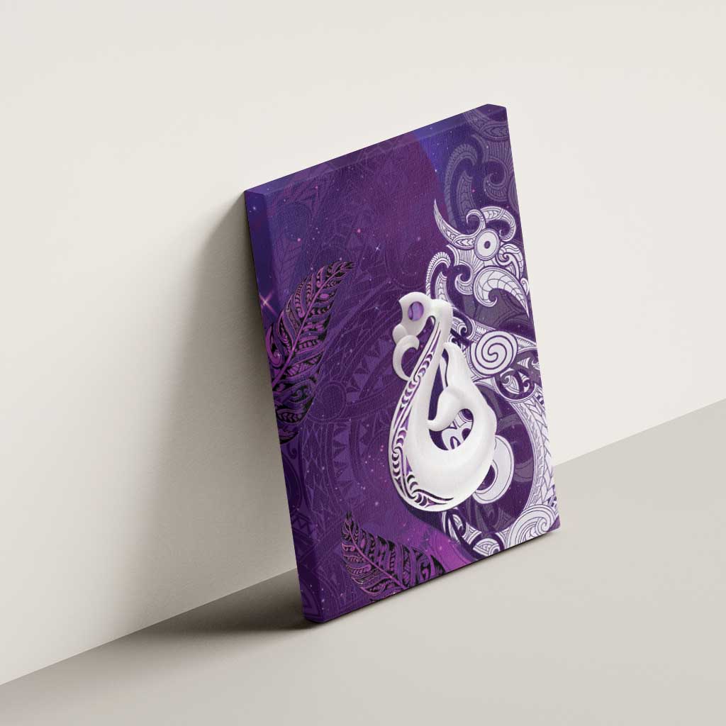 New Zealand Matariki Canvas Wall Art Maori Manaia Galaxy Silver Fern Purple Color LT22 - Polynesian Pride