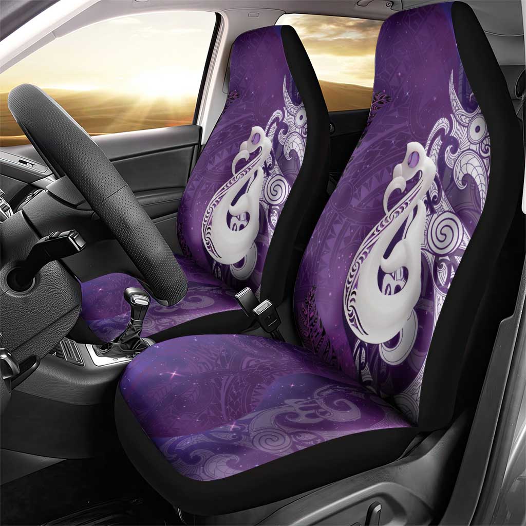 New Zealand Matariki Car Seat Cover Maori Manaia Galaxy Silver Fern Purple Color LT22 - Polynesian Pride