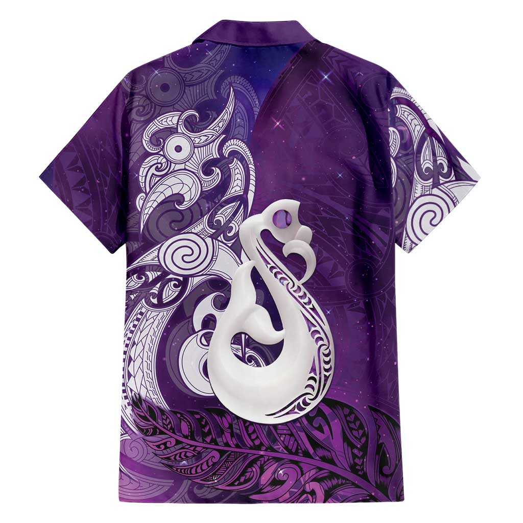 New Zealand Matariki Family Matching Mermaid Dress and Hawaiian Shirt Maori Manaia Galaxy Silver Fern Purple Color LT22 - Polynesian Pride