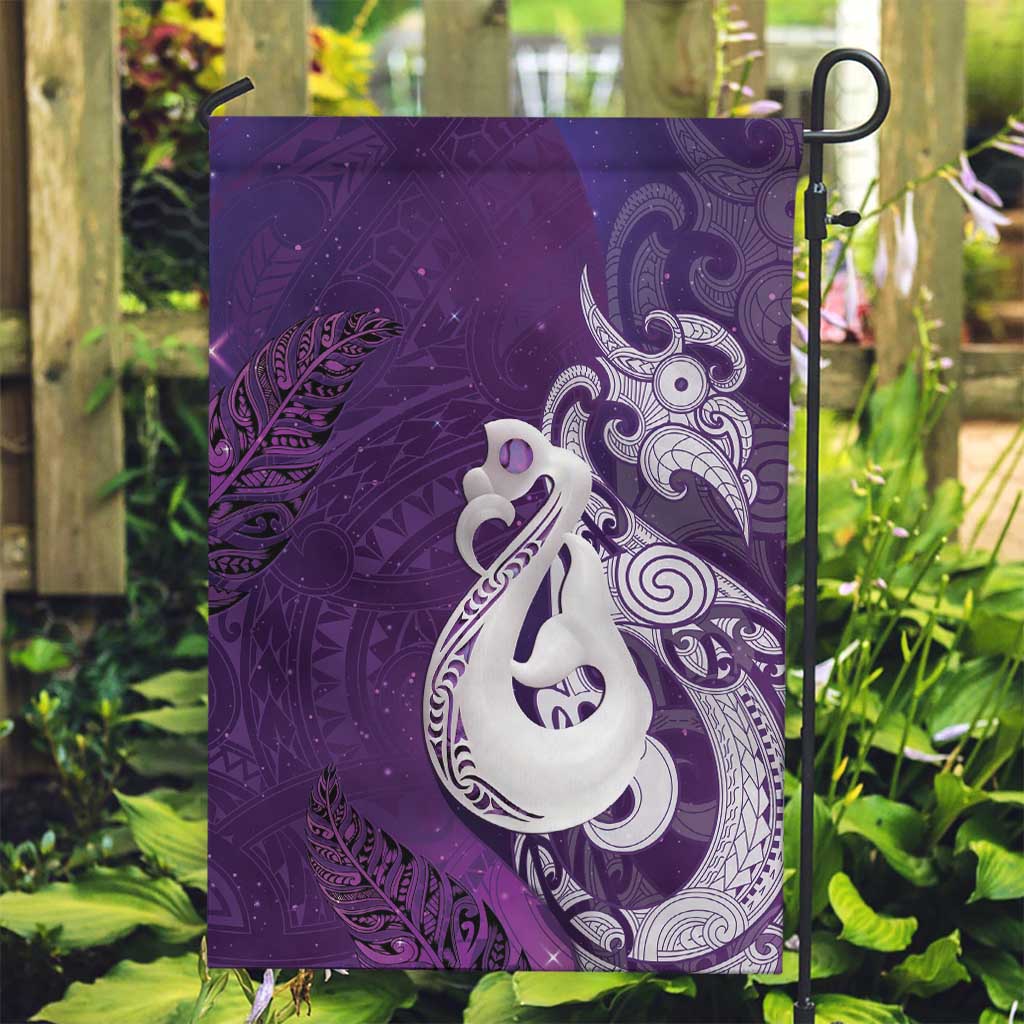 New Zealand Matariki Garden Flag Maori Manaia Galaxy Silver Fern Purple Color LT22 Garden Flag Purple - Polynesian Pride