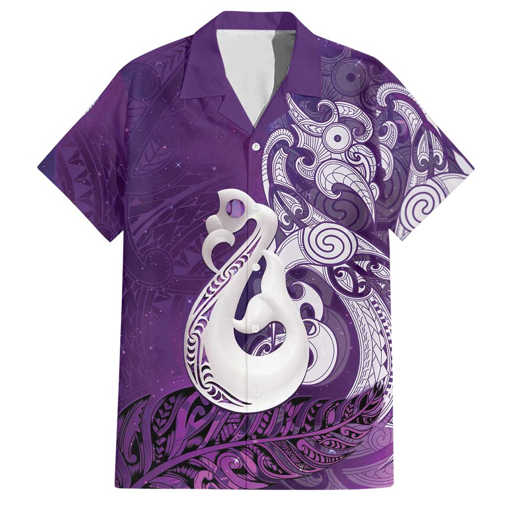 New Zealand Matariki Hawaiian Shirt Maori Manaia Galaxy Silver Fern Purple Color LT22 Purple - Polynesian Pride