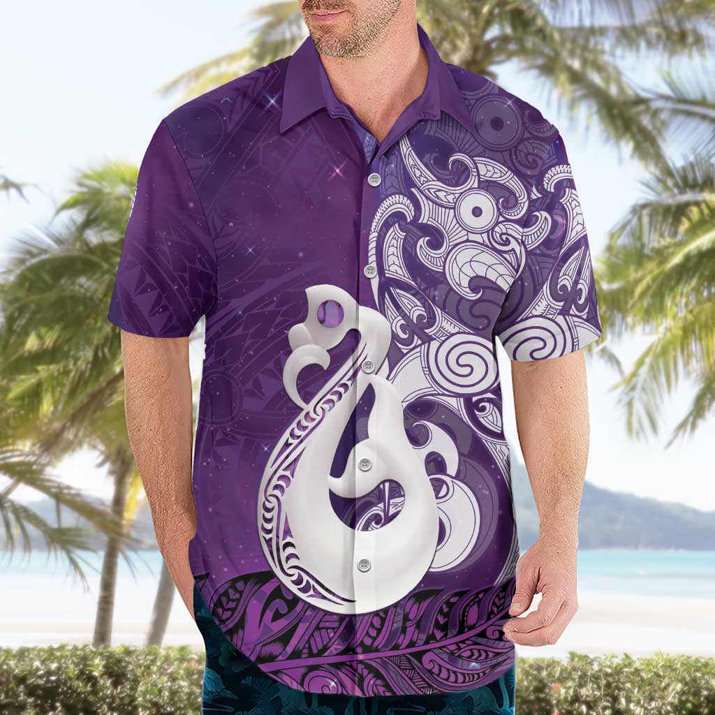 New Zealand Matariki Hawaiian Shirt Maori Manaia Galaxy Silver Fern Purple Color LT22 - Polynesian Pride