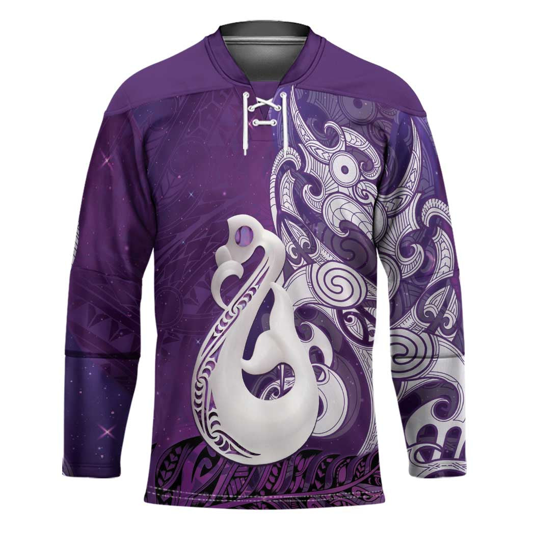 New Zealand Matariki Hockey Jersey Maori Manaia Galaxy Silver Fern Purple Color LT22 Unisex Purple - Polynesian Pride