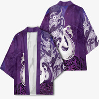 New Zealand Matariki Kimono Maori Manaia Galaxy Silver Fern Purple Color LT22 - Polynesian Pride