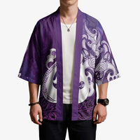 New Zealand Matariki Kimono Maori Manaia Galaxy Silver Fern Purple Color LT22 - Polynesian Pride
