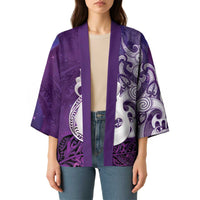 New Zealand Matariki Kimono Maori Manaia Galaxy Silver Fern Purple Color LT22 - Polynesian Pride