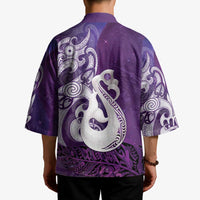 New Zealand Matariki Kimono Maori Manaia Galaxy Silver Fern Purple Color LT22 - Polynesian Pride