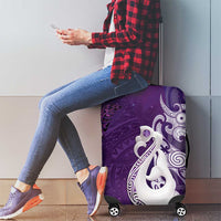 New Zealand Matariki Luggage Cover Maori Manaia Galaxy Silver Fern Purple Color LT22 - Polynesian Pride