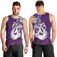 New Zealand Matariki Men Tank Top Maori Manaia Galaxy Silver Fern Purple Color LT22 - Polynesian Pride