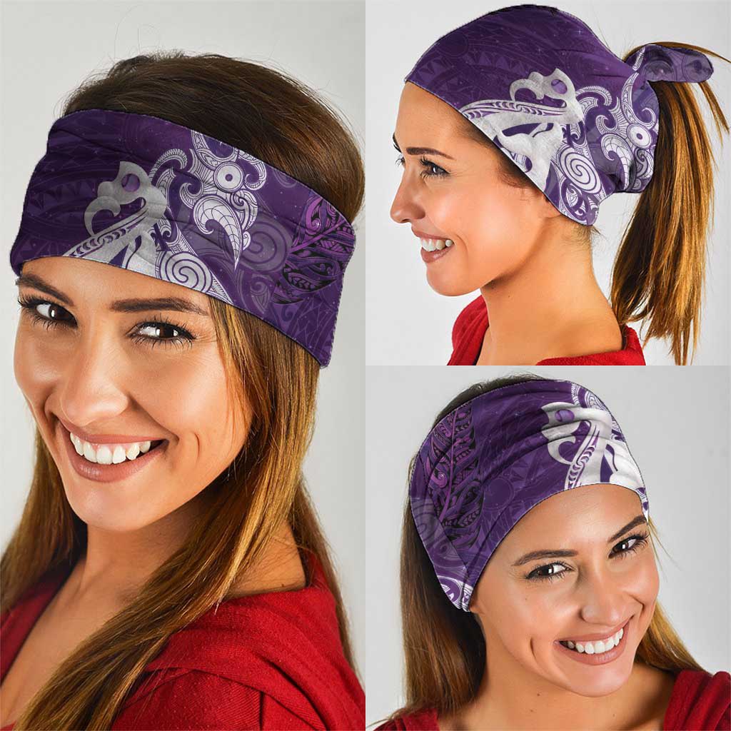 New Zealand Matariki Neck Gaiter Maori Manaia Galaxy Silver Fern Purple Color LT22 - Polynesian Pride