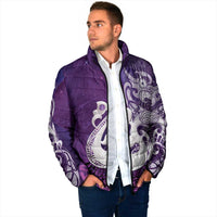 New Zealand Matariki Padded Jacket Maori Manaia Galaxy Silver Fern Purple Color LT22 - Polynesian Pride