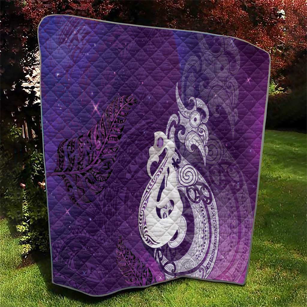 New Zealand Matariki Quilt Maori Manaia Galaxy Silver Fern Purple Color LT22 - Polynesian Pride