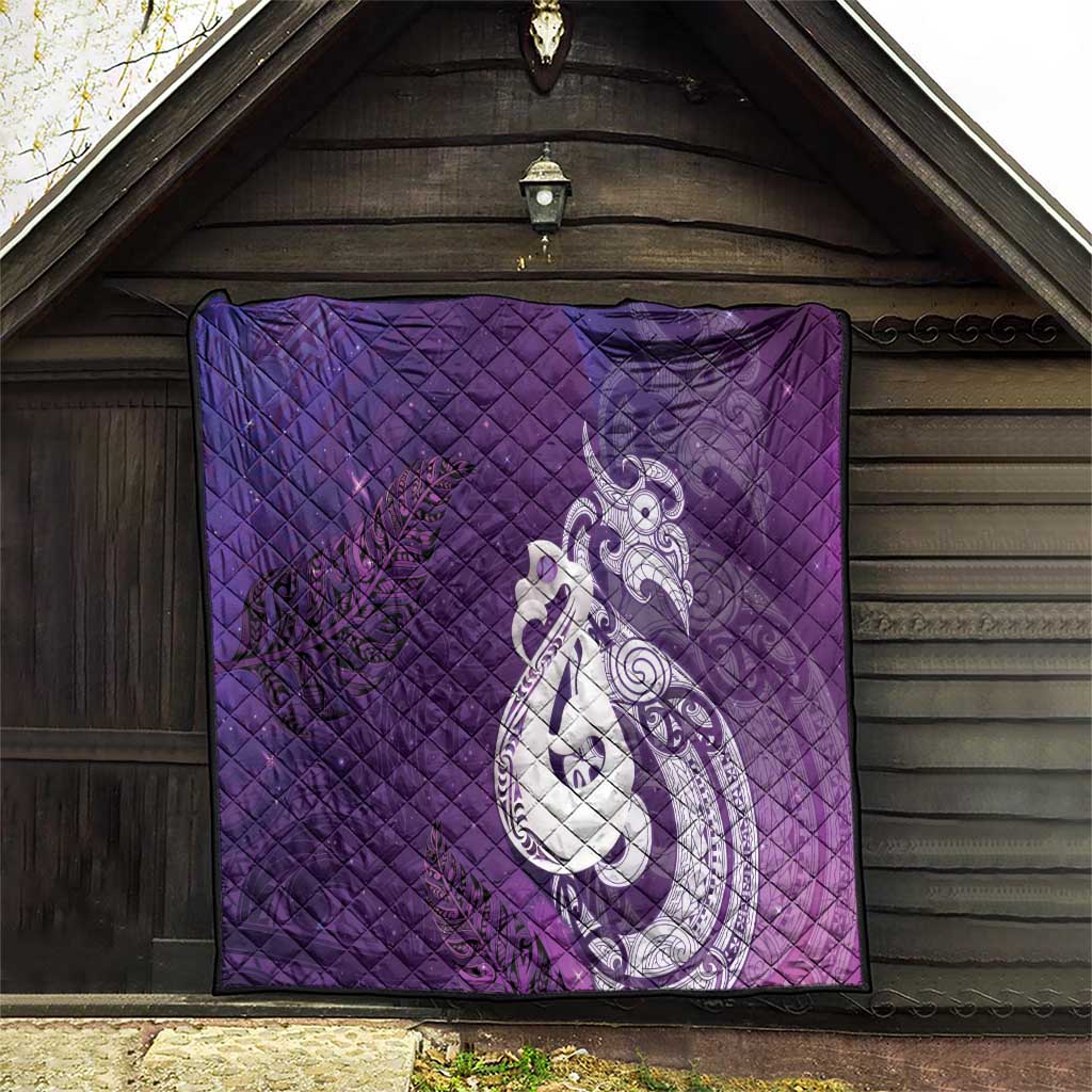New Zealand Matariki Quilt Maori Manaia Galaxy Silver Fern Purple Color LT22 - Polynesian Pride