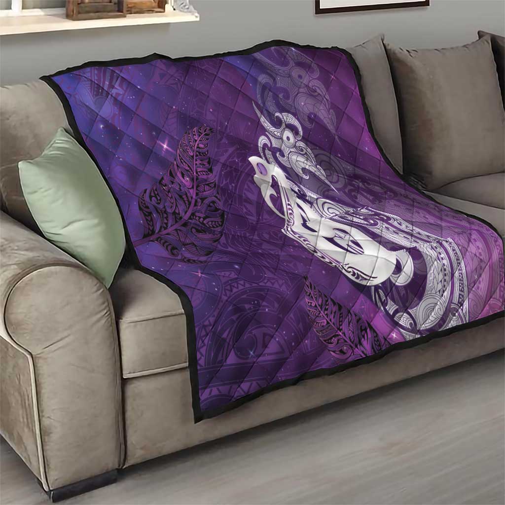 New Zealand Matariki Quilt Maori Manaia Galaxy Silver Fern Purple Color LT22 - Polynesian Pride