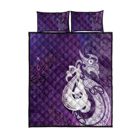 New Zealand Matariki Quilt Bed Set Maori Manaia Galaxy Silver Fern Purple Color LT22 - Polynesian Pride