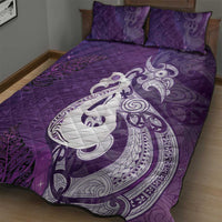 New Zealand Matariki Quilt Bed Set Maori Manaia Galaxy Silver Fern Purple Color LT22 - Polynesian Pride