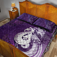 New Zealand Matariki Quilt Bed Set Maori Manaia Galaxy Silver Fern Purple Color LT22 - Polynesian Pride