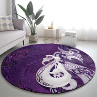 New Zealand Matariki Round Carpet Maori Manaia Galaxy Silver Fern Purple Color LT22 - Polynesian Pride