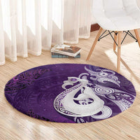New Zealand Matariki Round Carpet Maori Manaia Galaxy Silver Fern Purple Color LT22 - Polynesian Pride