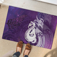 New Zealand Matariki Rubber Doormat Maori Manaia Galaxy Silver Fern Purple Color LT22 - Polynesian Pride