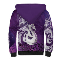 New Zealand Matariki Sherpa Hoodie Maori Manaia Galaxy Silver Fern Purple Color LT22 - Polynesian Pride
