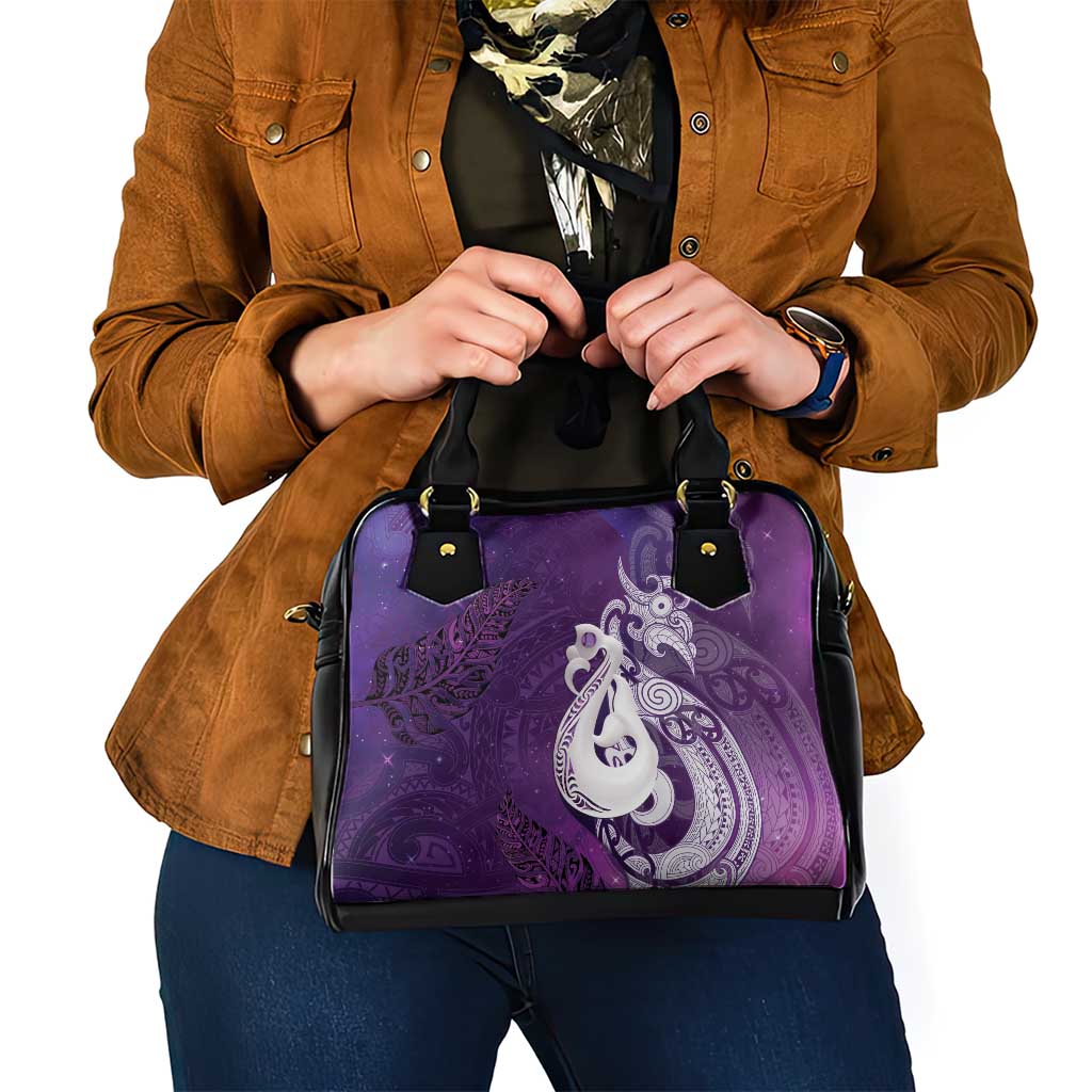 New Zealand Matariki Shoulder Handbag Maori Manaia Galaxy Silver Fern Purple Color LT22 - Polynesian Pride