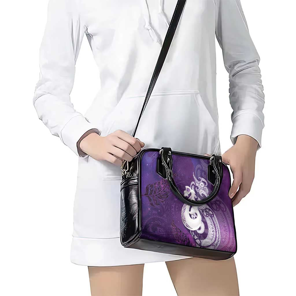 New Zealand Matariki Shoulder Handbag Maori Manaia Galaxy Silver Fern Purple Color LT22 - Polynesian Pride