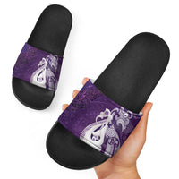 New Zealand Matariki Slide Sandals Maori Manaia Galaxy Silver Fern Purple Color LT22 - Polynesian Pride
