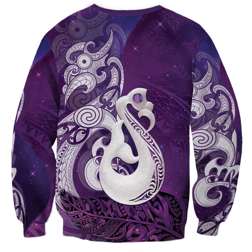 New Zealand Matariki Sweatshirt Maori Manaia Galaxy Silver Fern Purple Color LT22 - Polynesian Pride