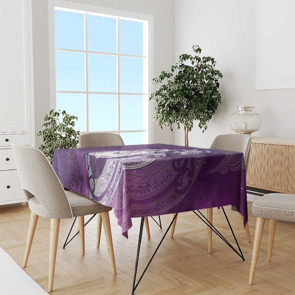 New Zealand Matariki Tablecloth Maori Manaia Galaxy Silver Fern Purple Color LT22 - Polynesian Pride