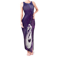 New Zealand Matariki Tank Maxi Dress Maori Manaia Galaxy Silver Fern Purple Color LT22 Women Purple - Polynesian Pride