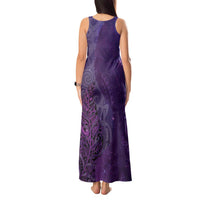 New Zealand Matariki Tank Maxi Dress Maori Manaia Galaxy Silver Fern Purple Color LT22 - Polynesian Pride