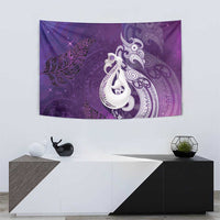 New Zealand Matariki Tapestry Maori Manaia Galaxy Silver Fern Purple Color LT22 - Polynesian Pride
