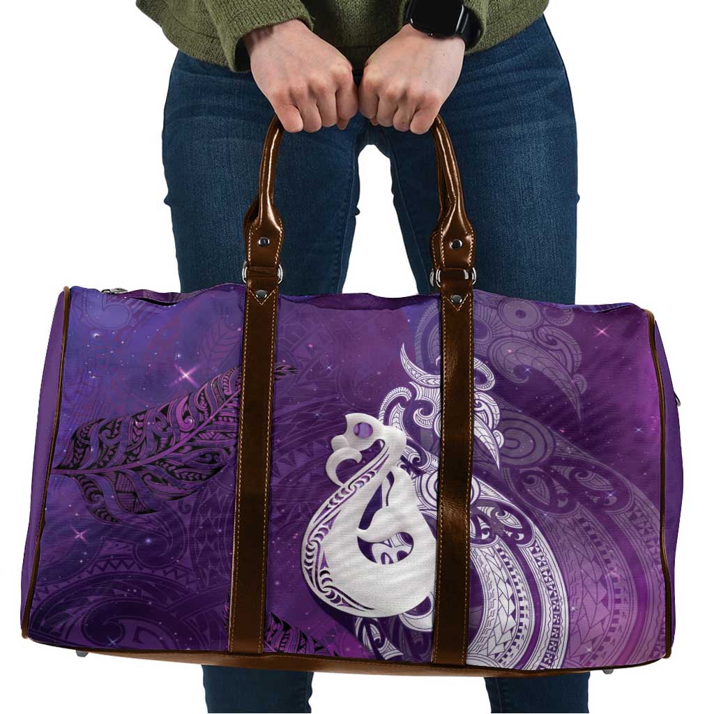 New Zealand Matariki Travel Bag Maori Manaia Galaxy Silver Fern Purple Color LT22 Purple - Polynesian Pride