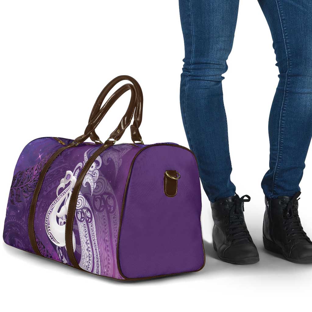 New Zealand Matariki Travel Bag Maori Manaia Galaxy Silver Fern Purple Color LT22 - Polynesian Pride